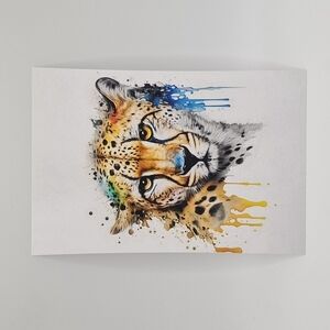 4x6 Cheetah Watercolor Oil‎ Painting Art Print